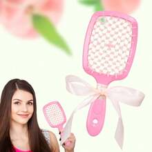 Bows Grid Comb With Loose Hair Design, Hollowed-Out Structure, Ergonomic Handle, Anti-Static, Reduces Hair Breakage, Easy To Clean, Suitable For All Hair Types, Curly Hair, Straight Hair, Loose Hair, Oily Hair. Travel Equipment, Hair Care Tools, Hair Styling Products, Multi-Functional Hair Brush, Suitable For Hair Salons, Barber Shops, And Home Use - Multicolor - View 2