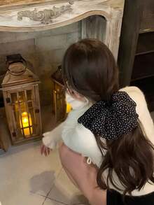 1个波点三层网纱蝴蝶结发爪夹，马尾辫发圈，发绳发饰 - 彩色 - 查看 3