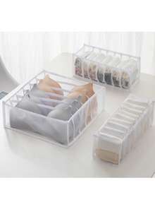 Organizador de cajón 3 en 1, bandeja divisora de almacenamiento de sostenes y ropa interior, organizador de compartimentos para calcetines para el armario - Ver 3