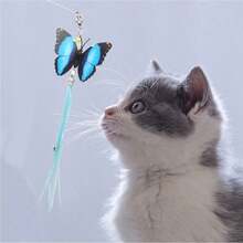 Katzenspielzeug-Stab mit grünem Schmetterling-Dekor, leichtes interaktives Trainings- und Bewegungsspielzeug, geeignet für Kätzchen und erwachsene Katzen - Übersicht 4