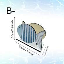 1个地中海风格木质鱼形餐巾架，适合厨房台面和餐桌中心装饰，海洋主题家居装饰摆件 - 彩色 - 查看 15