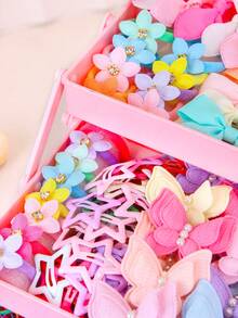 650/10件組粉色蝴蝶髮飾套組，高彈性髮圈、多款髮夾，甜美可愛，適合女孩與女性，適用日常、學校、度假、約會 - 彩色 - 查看 5