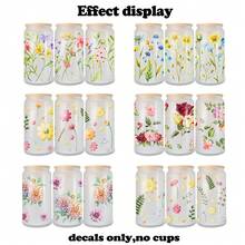 6pcs/Set 16oz Cup UV Protection DTF Wrap - Floral Bloom Design Spring/Summer Theme Sublimation Sticker, Motivational Quote, Creative Mother's Day Gift Idea, Waterproof Decal DIY - Flower Bloom Design - View 4