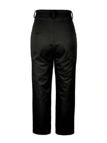 Jessefine Zippered Pockets Wide Leg Pants, Waistless Solid Color Suit Fabric, Brown, Elegant Commute Versatile Office School Daily Wear, Spring/Summer - màu đen - Xem 8