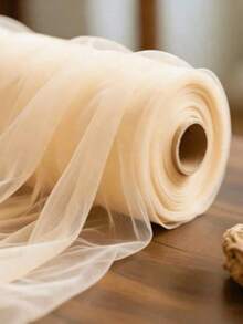 1 Roll Champagne Color Large Size 2.46ft*164.04ft DIY Tulle Bridal Veil, Mosquito Net, Handmade Sewing Wedding Decor, Photography Backdrop Fabric, Suitable For Wedding Decoration, Party, Birthday, Home, Outdoor - H-Champagne - View 2