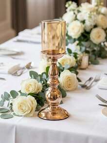 1 set/1 pièce Bougeoir métallique coupe-vent, bougeoir décoratif de style de luxe, convient pour les fêtes, les tables de salle à manger, les banquets, les cérémonies, les anniversaires, les salons, les décorations de table, les réunions de famille, la décoration de la maison, les ornements décoratifs, les décorations d'anniversaire, les décorations de fête, les fournitures de fête, les repas en famille - Spécifications multiples - Voir 10