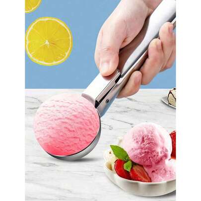 1个不锈钢冰淇淋勺，多用途，适用于冰淇淋、酸奶等，带防冻手柄，双头不粘不锈钢勺，重型金属冰淇淋勺，带扳机，坚固耐用，家用冰淇淋工具勺，易于清洁，适用于冰淇淋、曲奇面团、雪葩、杏仁等，适用于厨房、甜品店和餐厅