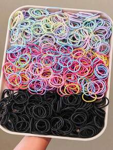 300pcs/Pack Baby Elastic Hair Ties, Cute Candy Color Hair Bands - Multicolor - View 5