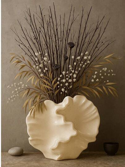 现代简约创意树脂花瓶装饰，客厅玄关电视柜装饰，办公桌桌面家居装饰花瓶，奢华高端艺术花盆，侘寂风格咖啡桌电视柜装饰，卧室装饰玻璃花瓶