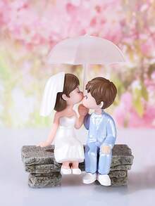 Juego de 2 piezas de paraguas con parejas besándose. Figuras coleccionables hechas de resina., Adornos de bonsái de jardín, Accesorios decorativos DIY, Decoraciones del hogar, Decoraciones de oficina, Decoraciones de la consola central del coche, Decoraciones de boda. - A - Ver 8