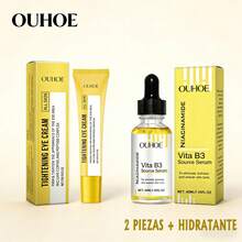 OUHOE Set de Cuidado Facial y Ojos 2 Piezas - Crema para Ojos Reafirmante Anti Ojeras con Café y Péptidos + Suero Vita B3 Niacinamida Hidratante, Reduce Bolsas, Arrugas y Piel Apagada, Unifica Tono Desigual, Ideal para Piel Cansada por Falta de Sueño, Skincare Diario para Hombres y Mujeres, Todo Tipo de Piel - Set Ojos + Suero Facial 2 Piezas - Ver 1