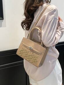 2026 New Mini Embossed Structured Tote Bag For Women,Premium PU Leather Shoulder Bag With Intricate Embossed Pattern & Turn-Lock Clasp, Versatile Dual Carry Options (Top Handle & Detachable Crossbody Strap) - Multicolor - View 10