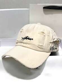 New Unisex Korean Style Distressed Baseball Cap, Fashionable Multi-Function Embroidered Sun Hat - A - View 9