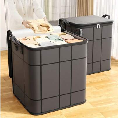 1个灰色洗衣袋，脏衣桶，脏衣收纳袋，搬家袋，用于存放闲置衣物，将脏衣服带到洗衣房，柔软布袋，可折叠方便收纳，大容量防水防尘，适合家庭和宿舍使用。