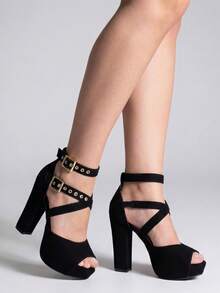 Women Heeled Sandals - 黑色 - 查看 1