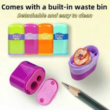 2pcs Compact Double Slot Pencil Sharpener And Eraser 2-In-1, Stationery, Gifts, Prizes, Suitable For School And Office Supplies - Multicolor - View 6