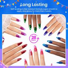 Beetles Pearl Gel Nail Polish, 6 Colors Shimmer Pearl White Pink Purple Mermaid Nail Drawing Spring Gel Polish - 6 Colors Cat Eye Glitter - 查看 7