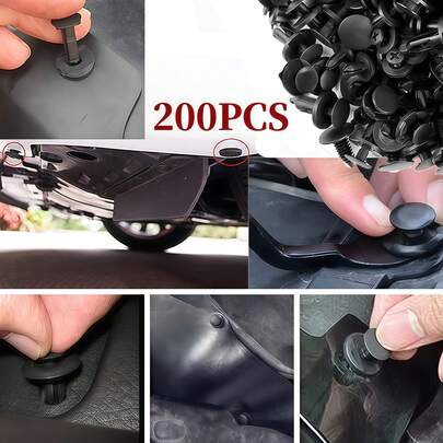 200pcs Assorted Universal Car Fastener Clip Set, 6 Styles Mixed, Door, Bumper, Interior Repair Buckle Accessories