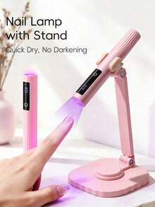 Rechargeable Handheld UV Light Therapy Device, Mini Portable Wireless Nail Lamp With LCD Display, 200mAh Battery, 2 Timer Settings, Fast Curing Gel, Single-Line Lamp Holder Combo Set 200mAh - Multicolor - View 2