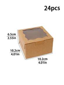 24pcs Wavy Window Bread Boxes, 4*4*2.5in Cookie Boxes With Window, For Cakes, Chocolates, Cookies, Party, Birthday, Easter, Holiday, Gift Packaging, Tart Packaging - 4425 Wave - View 16
