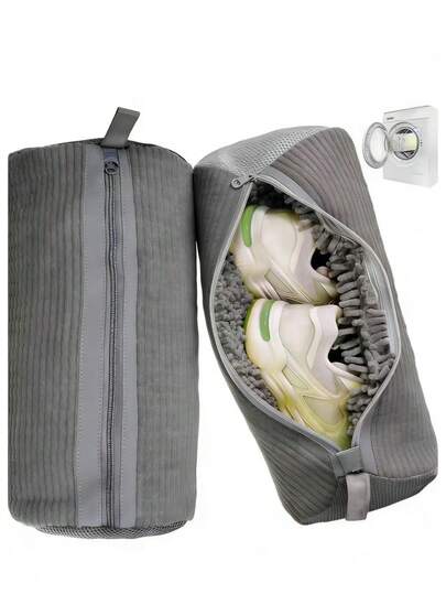 2pcs Premium Gray Shoe Wash Bags | Washing Machine Anti-Deformation Shoe Protector Bags | Chenille Lining Effective Cleaning | Laundry Bag, Shoe Wash Bag, Washing Machine Shoe Bag, Anti-Deformation Shoe Protector, Sneaker Bag, Laundry Bag