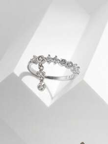 Nhẫn đeo tay cao cấp bằng bạc Sterling 925 đính đá Zirconia tròn lấp lánh của MODIAN dành cho nữ, trang sức dự tiệc sang trọng. - Bạc - Xem 5