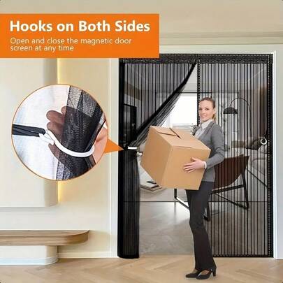 1pc Summer Magnetic Mesh Screen Door, Fashionable Fiberglass Net In Gray Or Black, Mosquito-Proof Breathable Soft Mesh Door Curtain, Durable Anti-Scratch Anti-Bite, Suitable For Multiple Scenarios, Available In Multiple Sizes