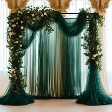 Elegant Dark Green Mesh Fabric, Creating A Graceful High-Quality Mesh Decorative Sheer Fabric, Rectangular Soft Draping Material With High Flexibility, Suitable For Wedding Embroidery Decor, Anniversary, Graduation Ceremony, Housewarming, Bachelor Party, Luxury Events, Reception, Party Backdrop, Indoor & Outdoor Activities, Engagement, Wedding Party, Classic Curtain, Thanksgiving, Christmas, Halloween - View 8
