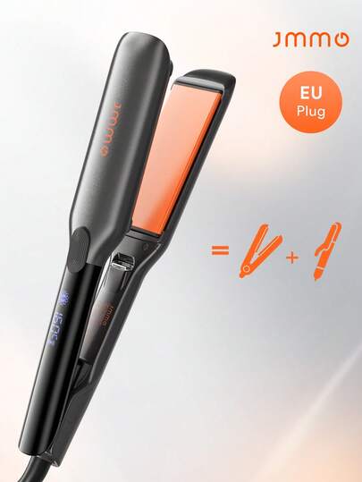 JMMO MÁY TÓC | Máy duỗi và uốn tóc 2 trong 1 với bản kẹp rộng, 8 mức nhiệt, công nghệ ion giúp giảm xơ rối, làm tóc bóng mượt hơn, dụng cụ tạo kiểu tóc cưới - Phích cắm EU