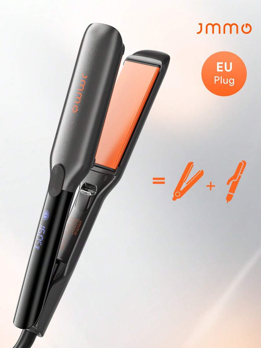 JMMO MÁY TÓC | Máy duỗi và uốn tóc 2 trong 1 với bản kẹp rộng, 8 mức nhiệt, công nghệ ion giúp giảm xơ rối, làm tóc bóng mượt hơn, dụng cụ tạo kiểu tóc cưới - Phích cắm EU