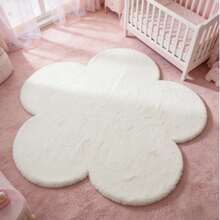 1 pieza Alfombra de piso con forma de flor esponjosa blanca, alfombra de juego linda, alfombra decorativa, decoración de dormitorio, alfombra pequeña, alfombra, decoración del hogar, alfombra para exteriores, alfombra lavable, regalo para graduación/Día de la Madre - Blanco - Ver 1