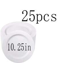 50/25/12件套纯白餐盘，包含7.5英寸甜点盘和10.25英寸餐盘，易于清洗且可重复使用，适合各种场合。无论您是盛放沙拉、烧烤、开胃菜还是甜点，这些优雅的纯白餐盘都能满足您的所有需求。 - 白色 - 查看 18