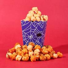 10 pezzi/20 pezzi/50 pezzi Contenitori per alimenti monouso con motivo a ragnatela blu, con vassoi per popcorn a motivo a ragnatela, scatole per popcorn a motivo a ragnatela - design a ragnatela blu e nera, con ragni bianchi, adatti per decorazioni a tema ragnatela per feste e compleanni, Ognissanti - blu - Visualizzare 5