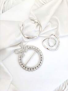 3 chiếc kẹp khăn lụa nữ, kẹp áo thun, khóa khăn kim loại thời trang, kẹp giữ khăn bằng hợp kim kẽm cho áo sơ mi và quần áo. - Bạc - Xem 4