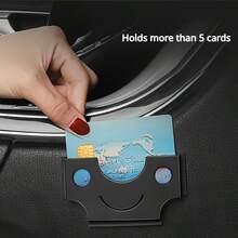 Porte-cartes de voiture multifonctionnel en gros, porte-cartes de visite adhésif de voiture et organiseur de factures, porte-cartes de voiture adhésif puissant, pince à carte universelle pour tableau de bord, sac de rangement de documents de voiture durable, poche à carte de voiture facile à installer pour pièces d'identité et cartes de crédit, accessoire de rangement intérieur de voiture imperméable pour toutes les voitures/SUV/camions, organiseur pratique de factures et de cartes de voiture pour les déplacements et les voyages - Multicolore - Voir 1