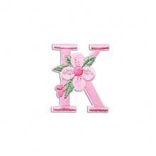 1/26pcs Computer Embroidered Flower & Colorful English Letter Patches, Sewing Applique Decoration Stickers With Adhesive Back (Multiple Colors Available) - Pink - View 34