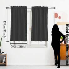 2 件欧式奢华黑色天鹅绒小窗帘，杆袋设计，高遮光，隔音，隔热，使房间变暗，保护隐私，柔软顺滑，弹性面料，耐用，可水洗，适用于卧室、客厅、餐厅、厨房、办公室、衣柜，220gsm，万圣节 - 黑色 - 查看 12
