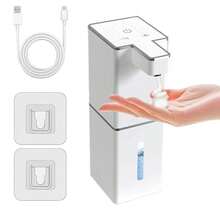 1pc Automatic Soap Dispenser, Rechargeable Bathroom Liquid Soap Dispenser, Touchless Hand Wash Foam Soap Dispenser, Wall-Mounted For Bathroom, Restroom, Kitchen, Hotel, Hospital, Shopping Mall, Easy Installation With USB Charging Cable And Wall Sticker - P7 - View 15