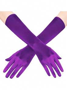 1 双女士歌剧长手套 - 20 年代派对服装 - 及腕缎面茶会歌剧新娘手套 - 公主配饰 - 彩色 - 查看 7