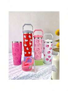 SANRIO 1个全新30周年纪念不锈钢杯，便携式旅行杯带吸管 - 防漏，便携式旅行杯，适合运动、健身 | 可爱卡通真空车载杯，感恩节、圣诞节、万圣节、新年、母亲节的理想礼物 | 透明不含BPA、透明PVC，未充电 - 彩色 - 查看 9