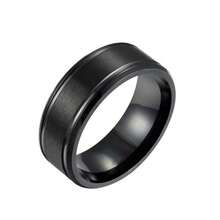1 chiếc nhẫn thép không gỉ dây vonfram tối giản, thiết kế đa năng unisex. - màu đen - Xem 4