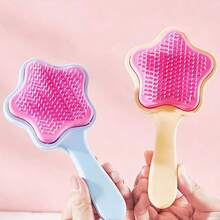 Customized Text Logo 5-Pointed Star Comb, Cute Star Massage Comb, Tangle-Free Smooth Hair Brush, Rounded Teeth Won't Hurt Scalp, Anti-Static Massage Brush, Portable Pocket Comb, Daily Hair Care Essential For Girls - Multicolor - View 5