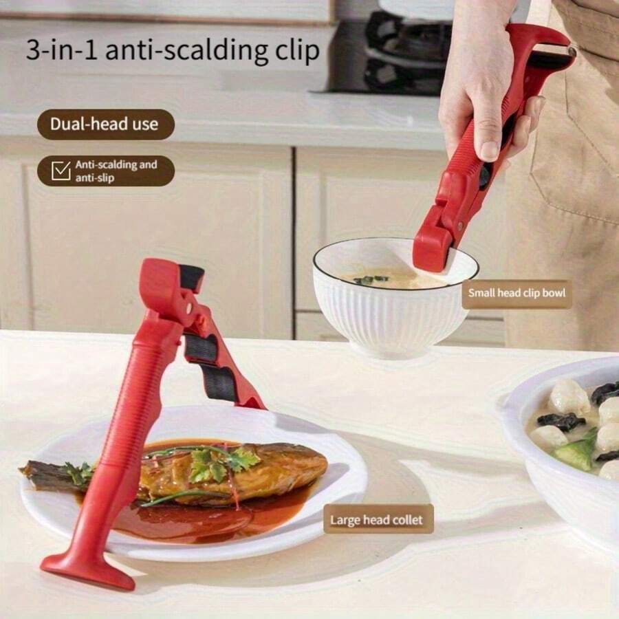 Dụng cụ kẹp 3 trong 1 chịu nhiệt, chống trượt, có thể mở lon, gắp và nâng các món ăn nóng, dụng cụ nhà bếp đa năng, món quà Giáng sinh và Halloween tuyệt vời. - Nhiều màu - Xem 1