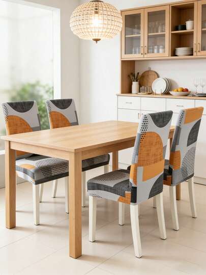 1/4/6/8 piezas Fundas de silla extraíbles, diseño geométrico, elásticas, adecuadas para comedor, dormitorio, sala de estar, decoración del hogar, decoración de fiesta festiva