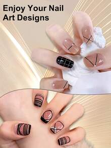 凝胶指甲油美甲彩绘凝胶线指甲油线胶凝胶指甲油白色凝胶指甲油可卸UV凝胶内置细指甲刷瓶装女士礼物 - 黑色 - 查看 4