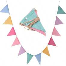 1/2pcs 4-Meter-Long Colorful Jute Triangular Flag Wreath, Triangular Banner Banner Hanging Ornament, Retro Style, Suitable For Room Background Decoration, Birthday, Wedding And Various Themed Party Decorations, Can Be Hung In The Home, Spring And Summer, Back To School Season, Garden Decoration And Other Occasions. - Colorful Flags - View 8