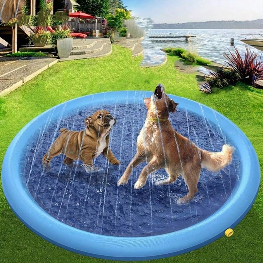 Outdoor Pet Water Sprinkler Mat, Pet Beach Toys, Yard Toys, Thick Durable PVC Material, Pet Outdoor Water Play Toys