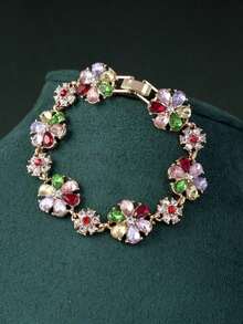 LADYCOCO 1pc Luxury Colorful Inlaid Bracelet, Women Jewelry Gift - Red - View 6