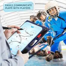 Tabla de borrado en seco para entrenadores de 15 x 10.5 pulgadas equipo de pizarrón blanca de doble cara incluye 2 marcadores de pizarrón blanca para los accesorios de hockey lo que lo convierte en - Blanco - Ver 4