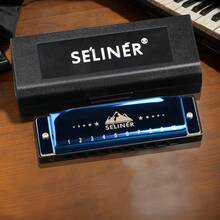 Kèn harmonica Selinger Blues, 10 lỗ, âm C chuẩn, dành cho người mới bắt đầu, chất liệu kim loại, quà tặng lý tưởng. - Màu xanh lam - Xem 7